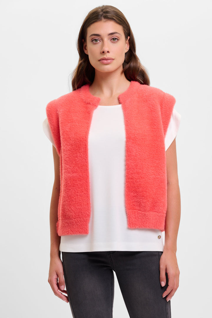 Rino & Pelle Elona Waistcoat Super Soft Knit Hot Coral 5002521 - Experience Boutique