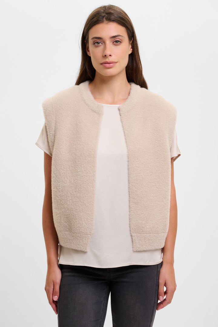 Rino & Pelle Elona Waistcoat Super Soft Knit Stone 5002521 - Experience Boutique