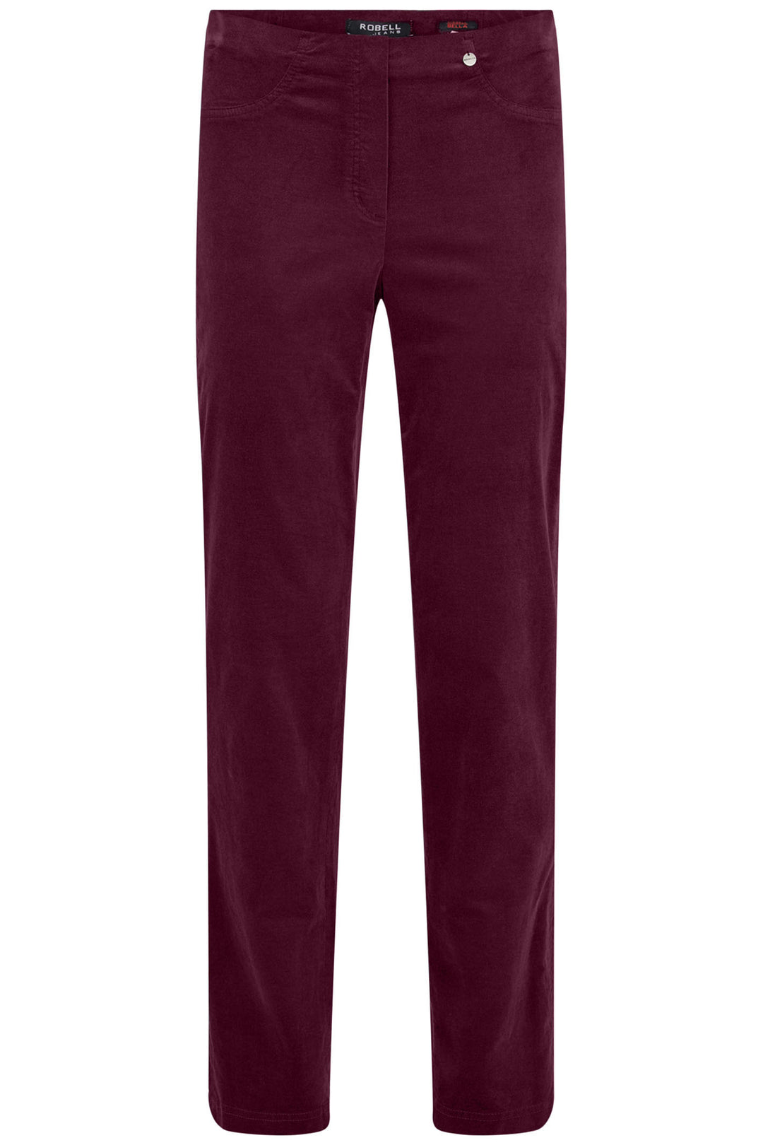 Robell 52457-54363-560 Burgundy Micro-Cord Stretch Velvet Trousers - Experience Boutique