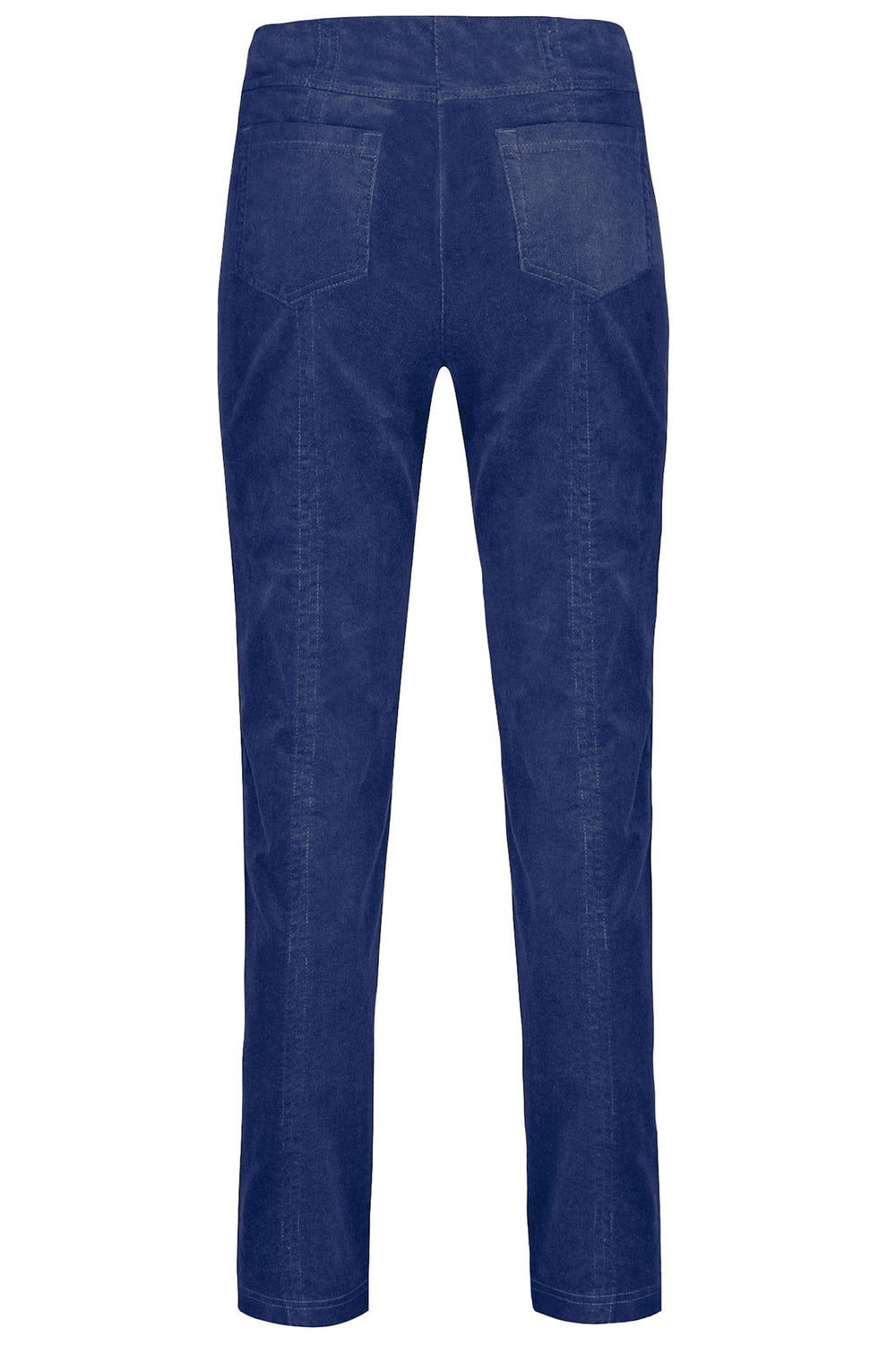 Robell 52457-54363-68 Navy Micro-Cord Stretch Velvet Trousers - Experience Boutique