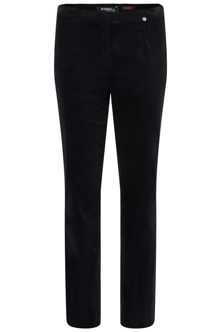 Robell Black Marie Stretch Velvet Trousers 51414-54362 90B - Experience Boutique