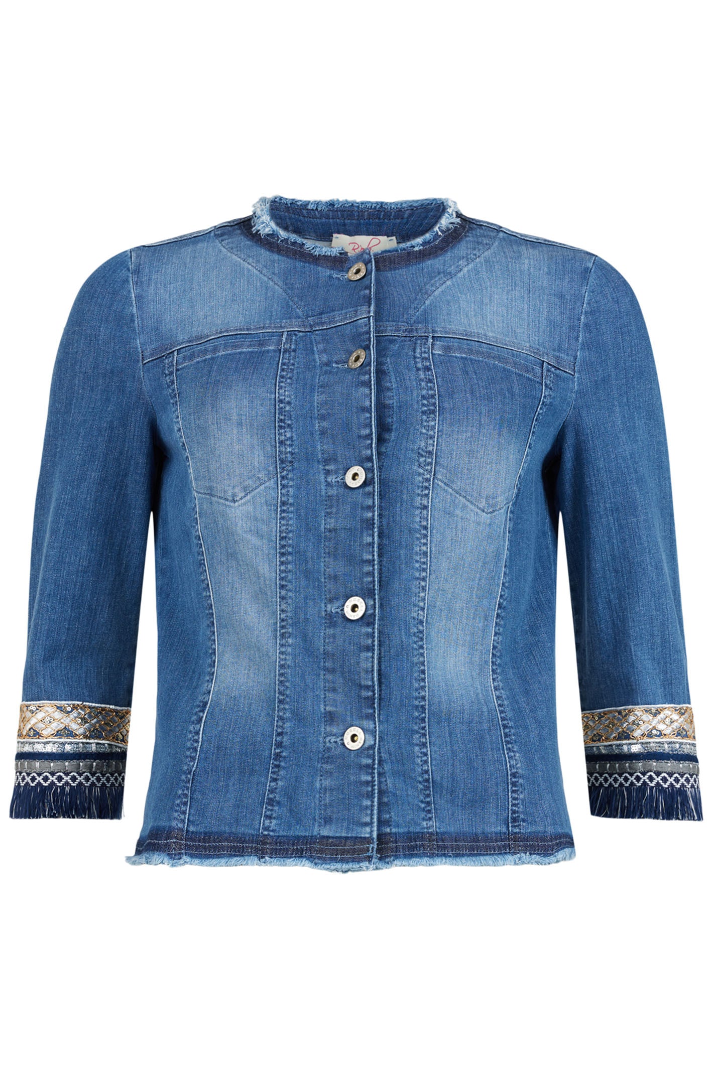 Robell R.O.B 57423 Josy Blue Denim Round Neck Embroidered Jacket ...