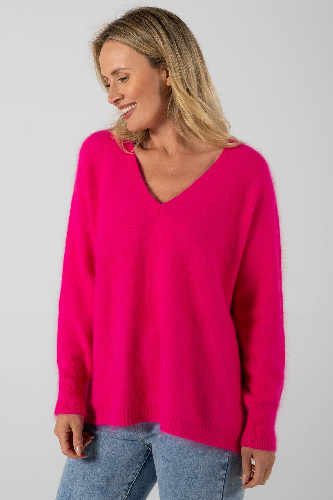 See Saw SW1053 Hot Pink Angora Knit Jumper - Experience Boutique