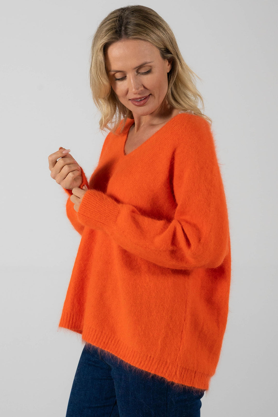 See Saw SW1053 Orange Angora Knit Jumper - Experience Boutique