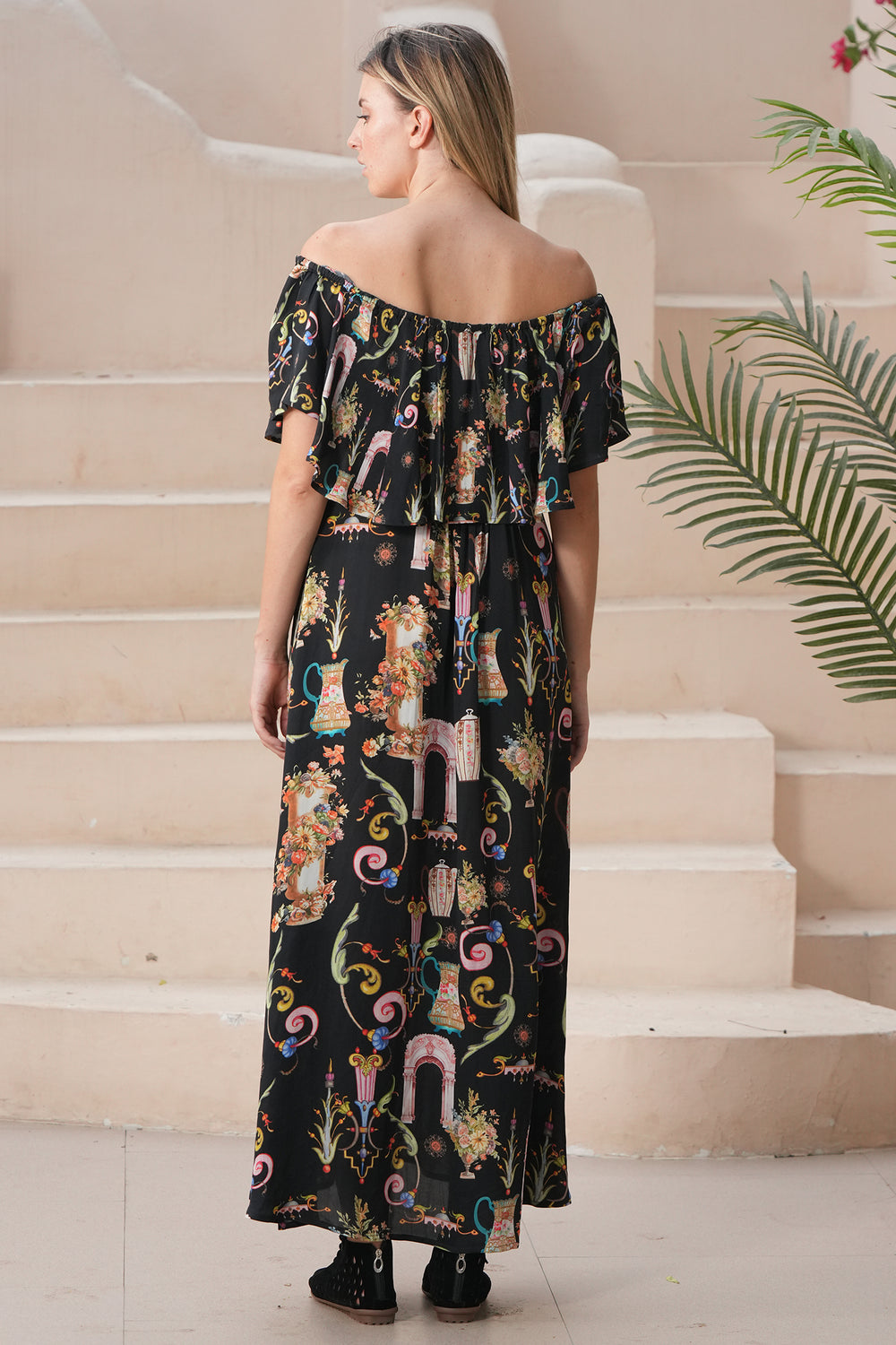 Stella Moretti Ladybell Dress Black L'Huere Livid Print - Experience Boutique