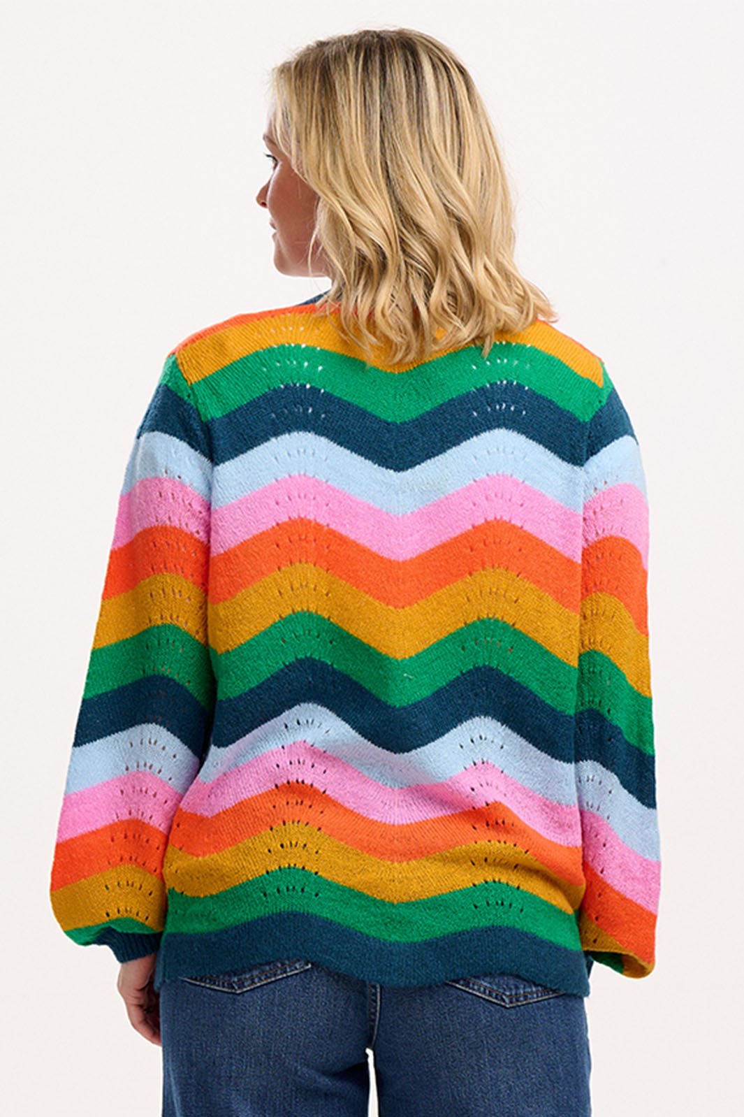 Sugarhill Brighton Bella Cardigan Multicolour Rainbow Waves K0864 - Experience Boutique