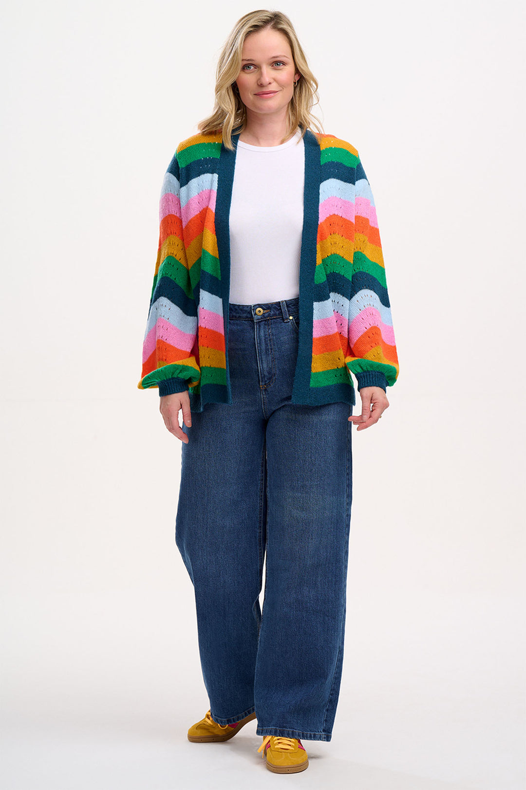 Sugarhill Brighton Bella Cardigan Multicolour Rainbow Waves K0864 - Experience Boutique