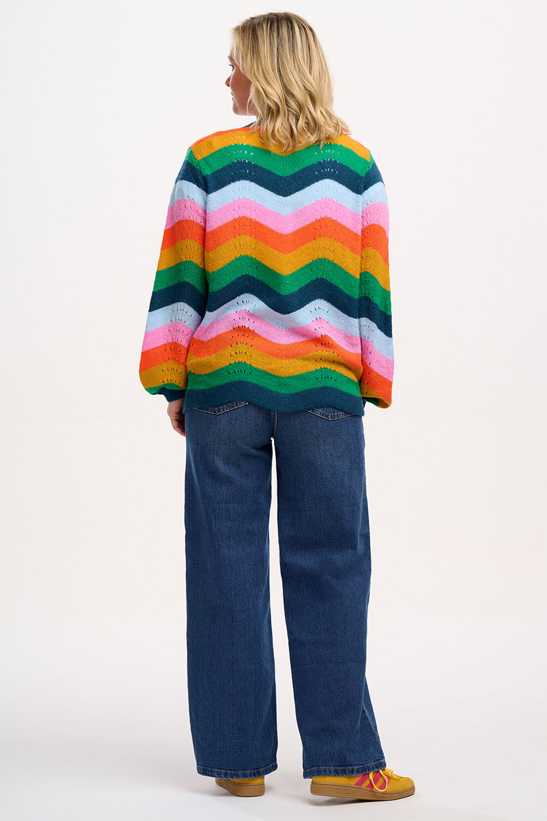 Sugarhill Brighton Bella Cardigan Multicolour Rainbow Waves K0864 - Experience Boutique