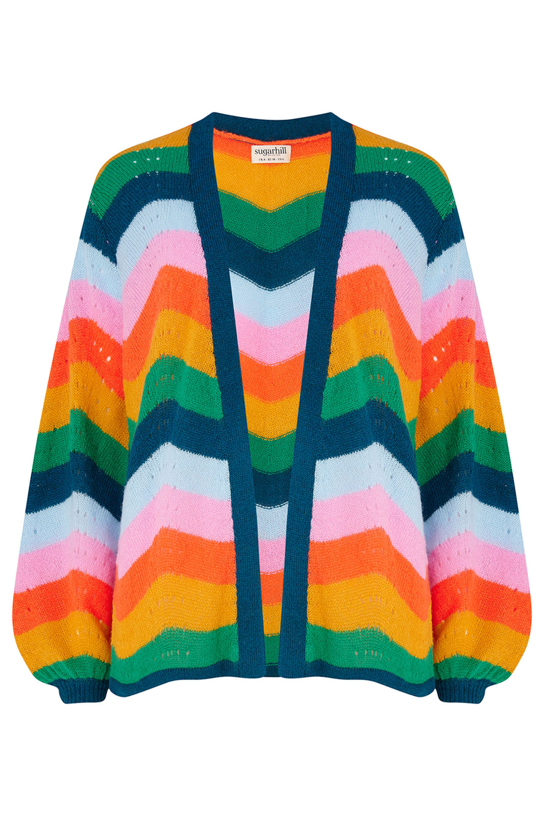 Sugarhill Brighton Bella Cardigan Multicolour Rainbow Waves K0864 - Experience Boutique