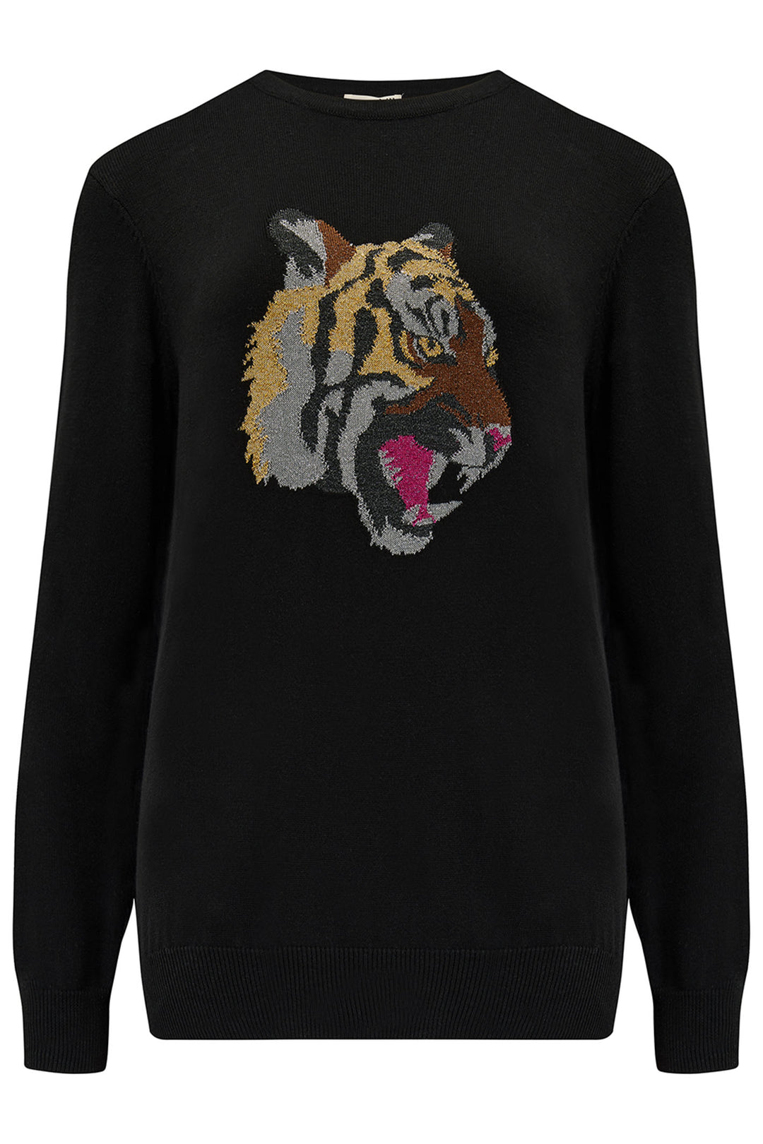 Sugarhill Brighton Black Astrid Roaring Tiger Knitted Jumper - Experience Boutique