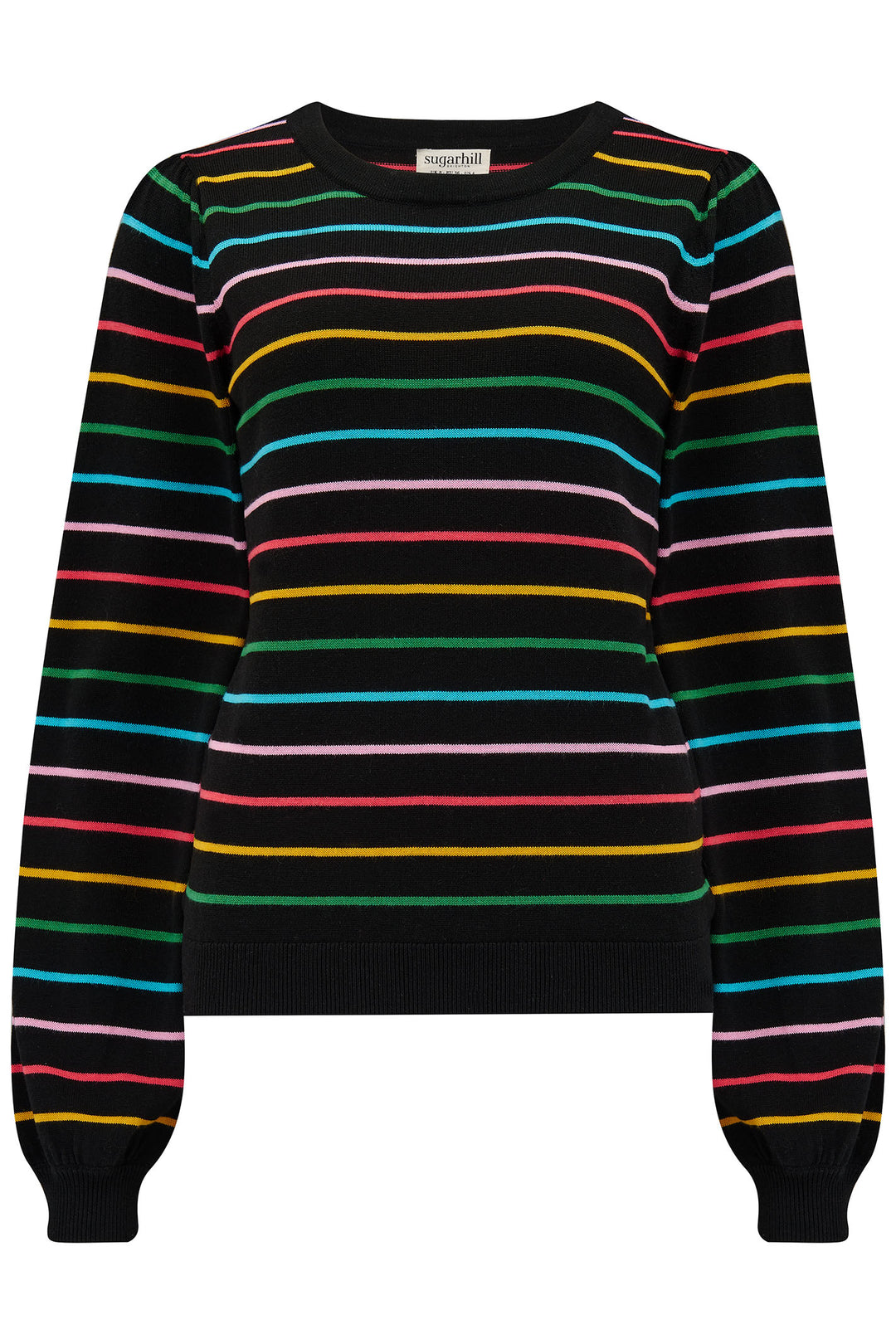 Sugarhill Brighton Madeline Black Rainbow Stripes Knitted Jumper - Experience Boutique