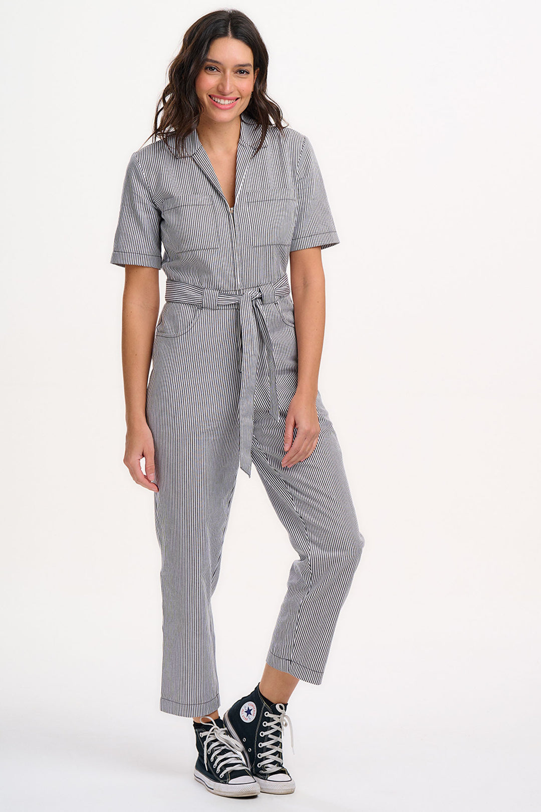 Sugarhill Brighton Meredith Boilersuit Jumpsuit Monochrome Stripe JS0210 - Experience Boutique