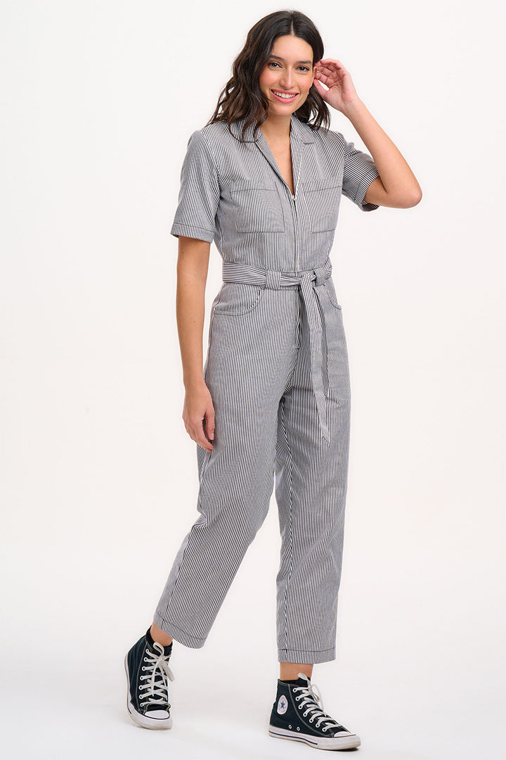 Sugarhill Brighton Meredith Boilersuit Jumpsuit Monochrome Stripe JS0210 - Experience Boutique