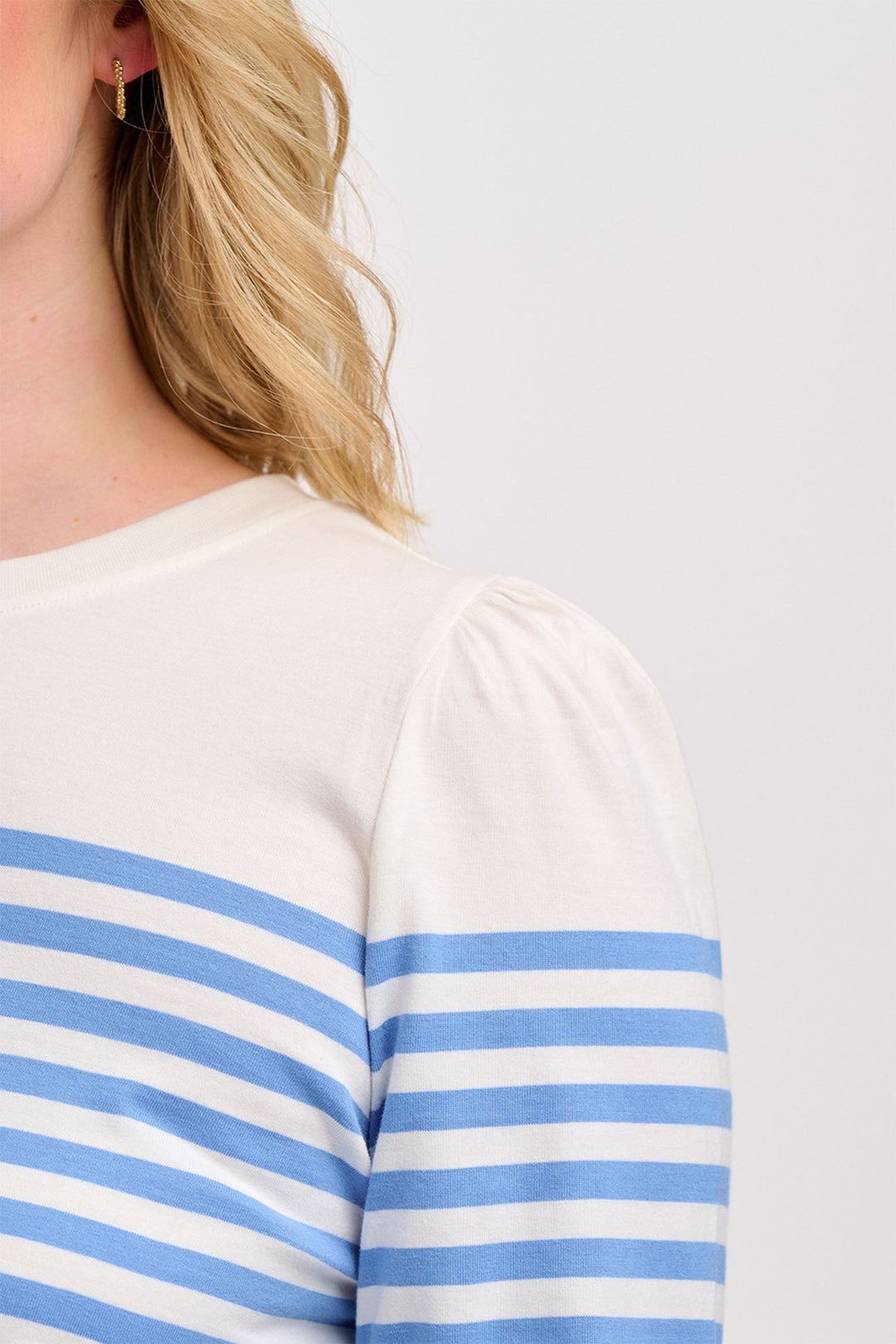 Sugarhill Brighton Umah Jersey Top Off-White French Blue Stripe T0902 - Experience Boutique