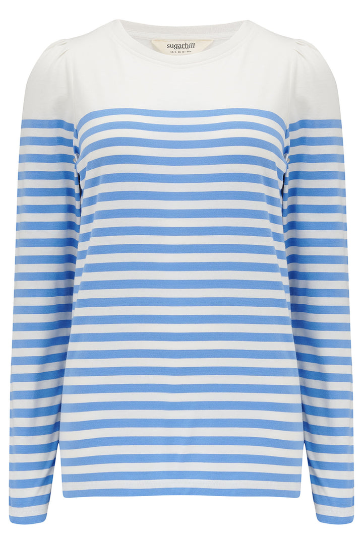 Sugarhill Brighton Umah Jersey Top Off-White French Blue Stripe T0902 - Experience Boutique