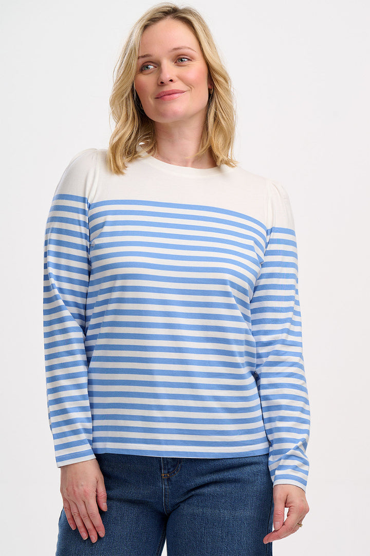 Sugarhill Brighton Umah Jersey Top Off-White French Blue Stripe T0902 - Experience Boutique