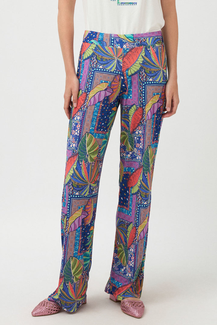 Tinta Balsa Trousers Pull-On Multicolour Tropical Leaf Print 3821000