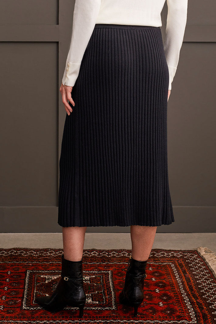 Tribal 1999O-8077 Black Pleated Knit Midi Skirt - Experience Boutique