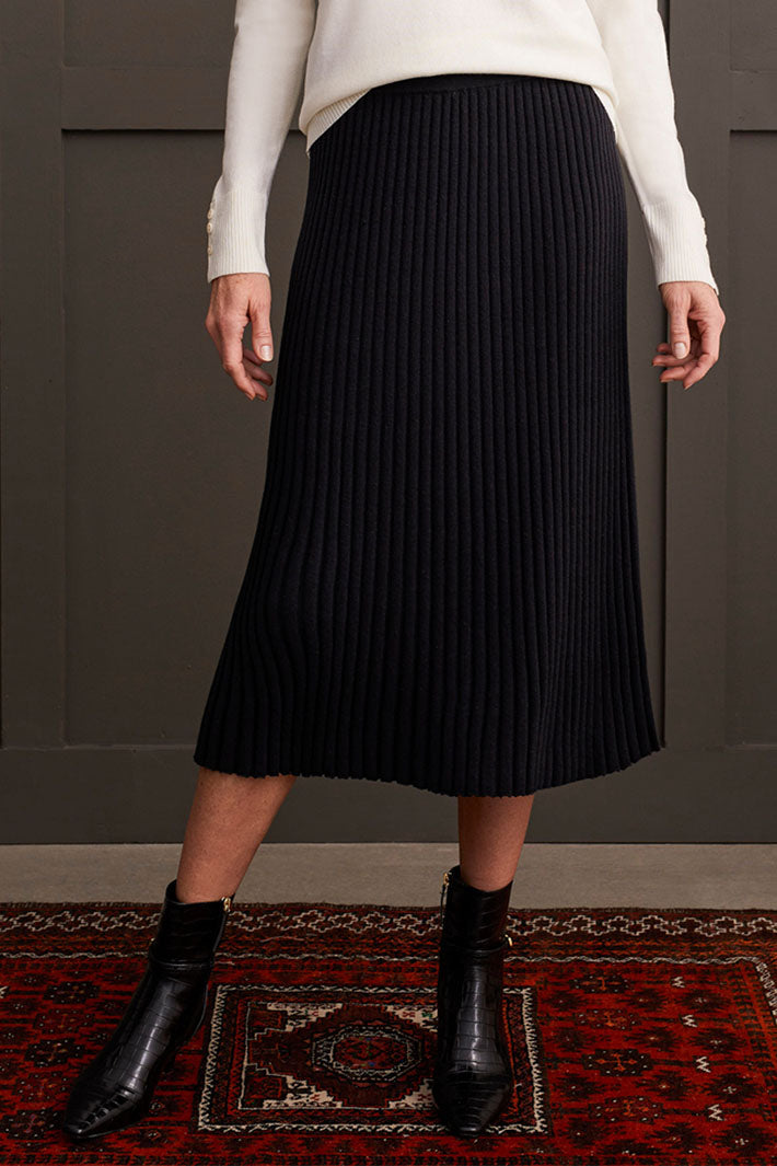 Tribal 1999O-8077 Black Pleated Knit Midi Skirt - Experience Boutique