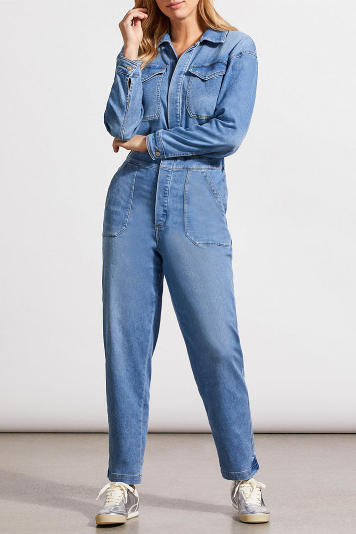 Tribal 5547O-4798 Sky Blue Denim Jumpsuit - Experience Boutique