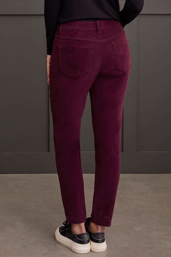 Tribal 5580O-4989 Port Wine Velour Trousers - Experience Boutique