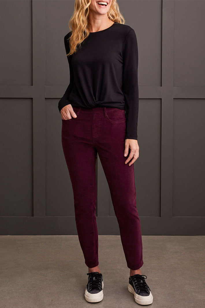 Tribal 5580O-4989 Port Wine Velour Trousers - Experience Boutique