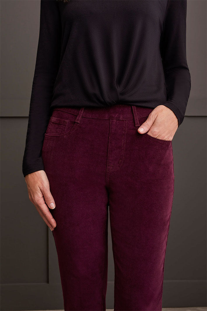 Tribal 5580O-4989 Port Wine Velour Trousers - Experience Boutique