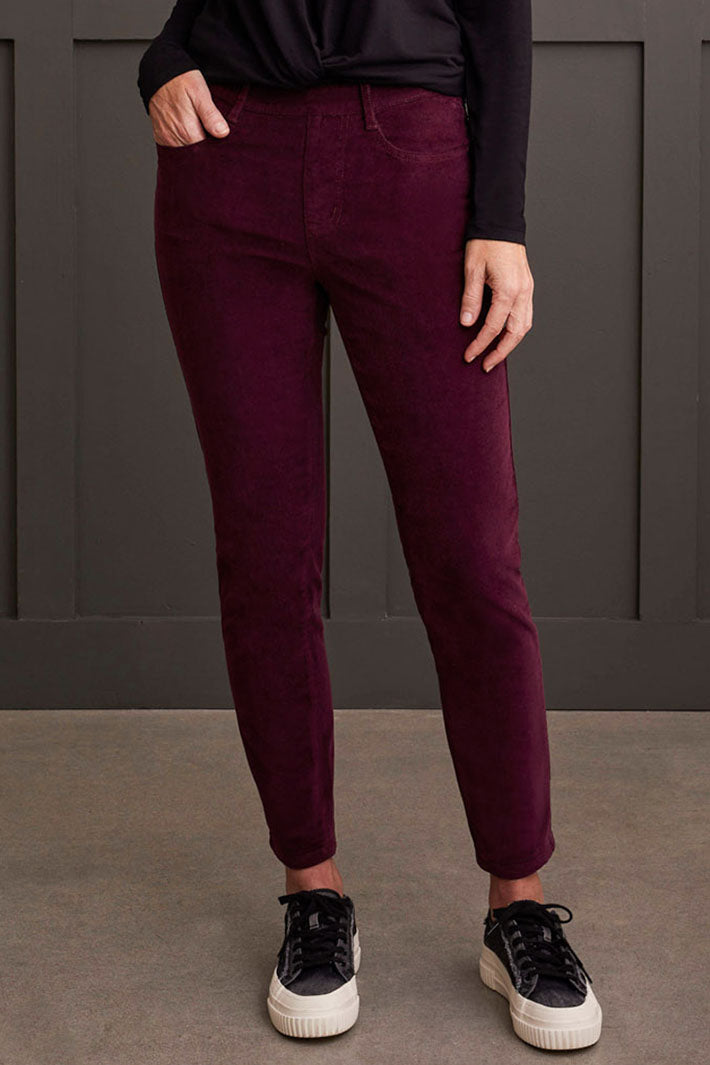 Tribal 5580O-4989 Port Wine Velour Trousers - Experience Boutique