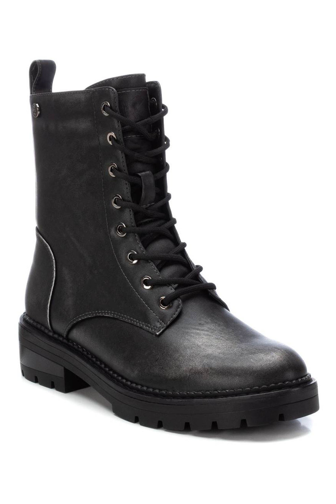 XTI 14309002 Black Metallic Lace-Up Boots - Experience Boutique