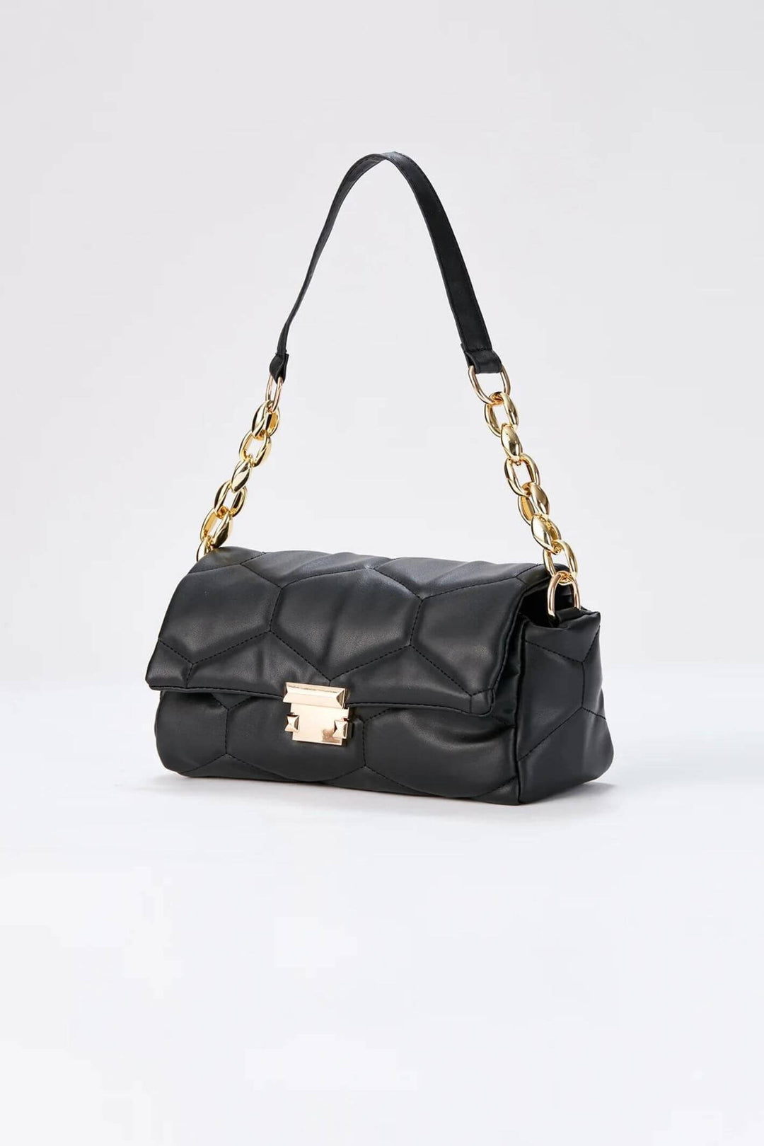 Black Faux Leather Handbag