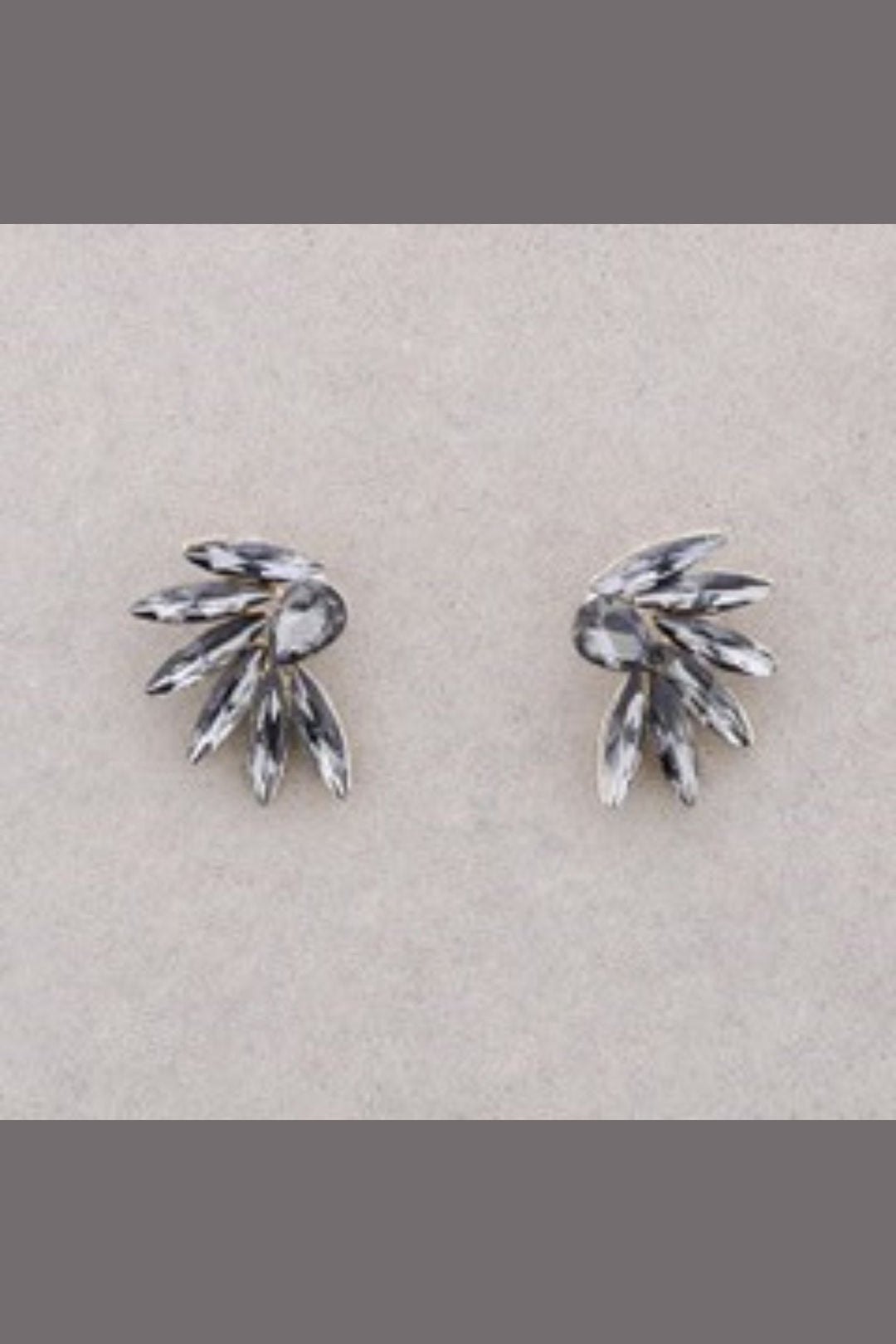 Charcoal Wing-Shape Crystal Earrings