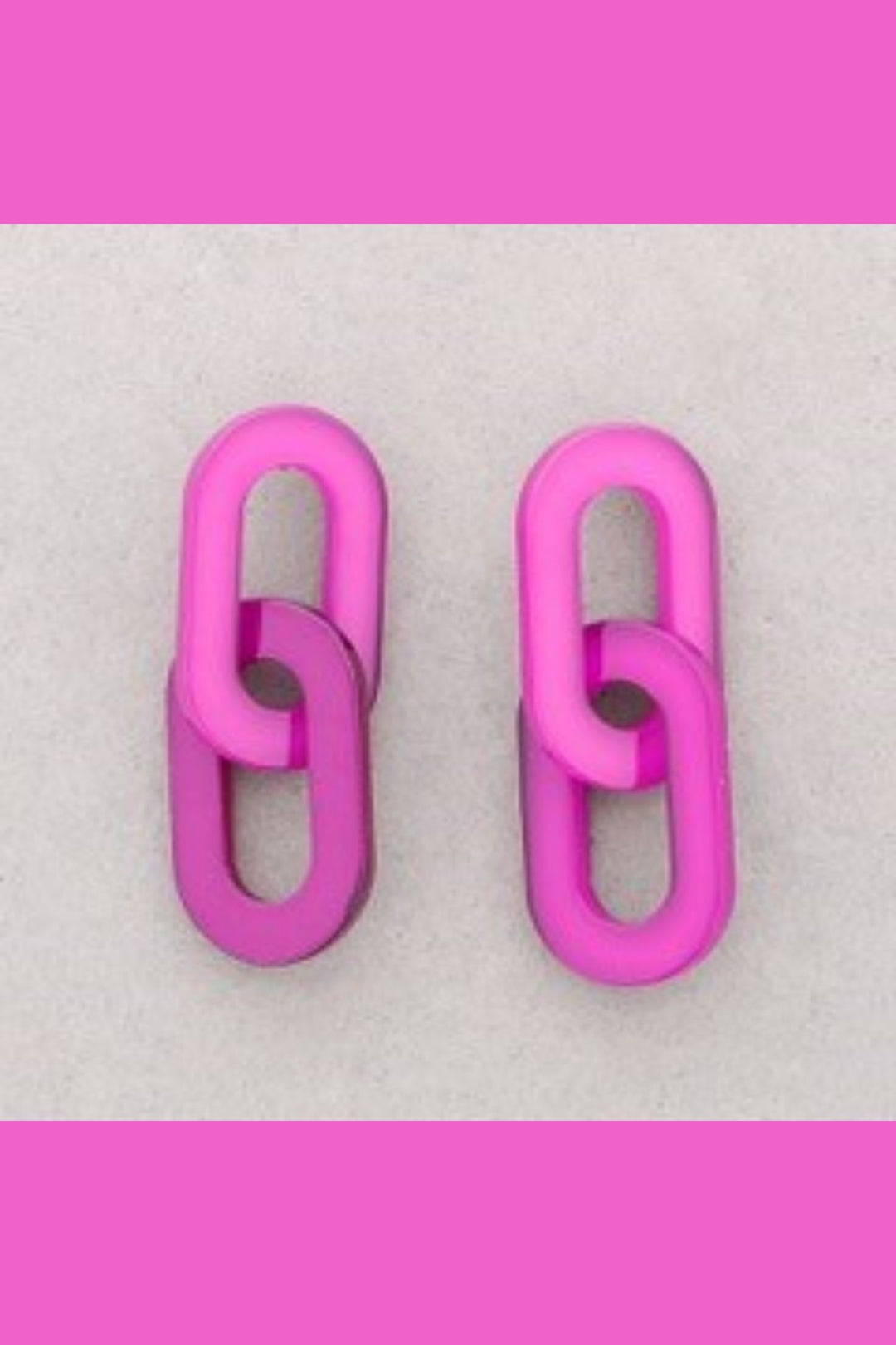 Fuchsia Pink Resin Link Earrings