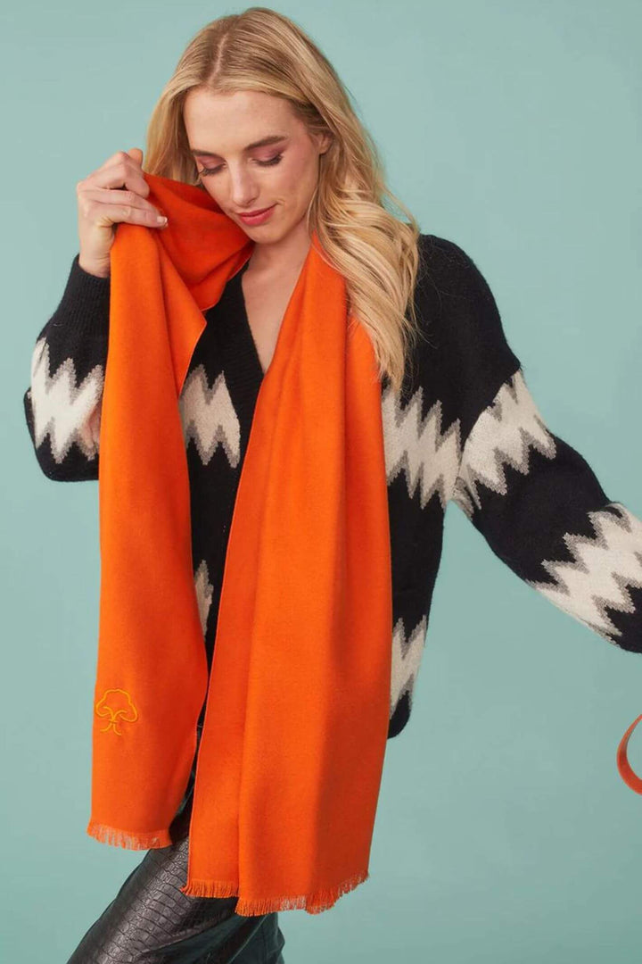 Jayely Papaya Orange Cashmere Blend Wrap Scarf