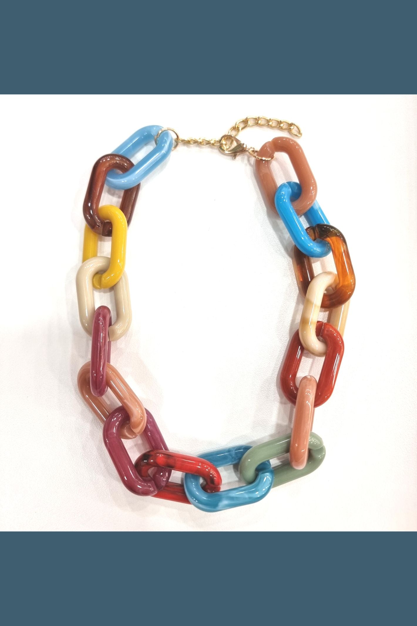 Multi Coloured Oval Resin Link Necklace – Experience