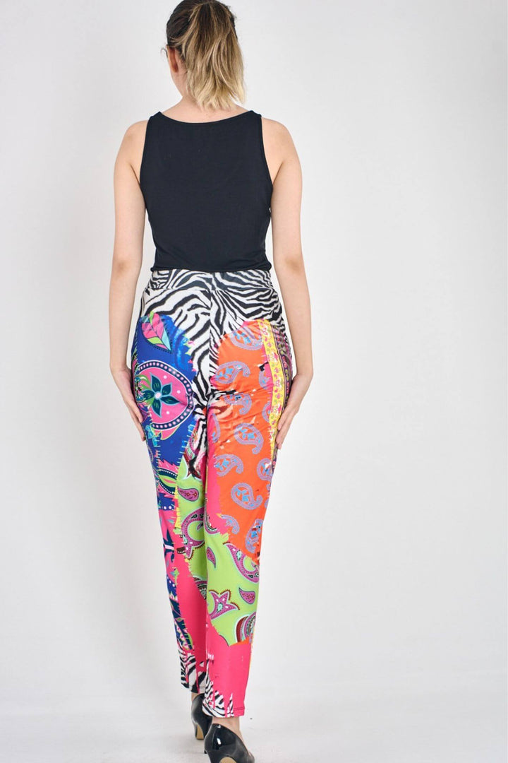 Pink 5762 Vibrant Multi-Print Pull On Trousers