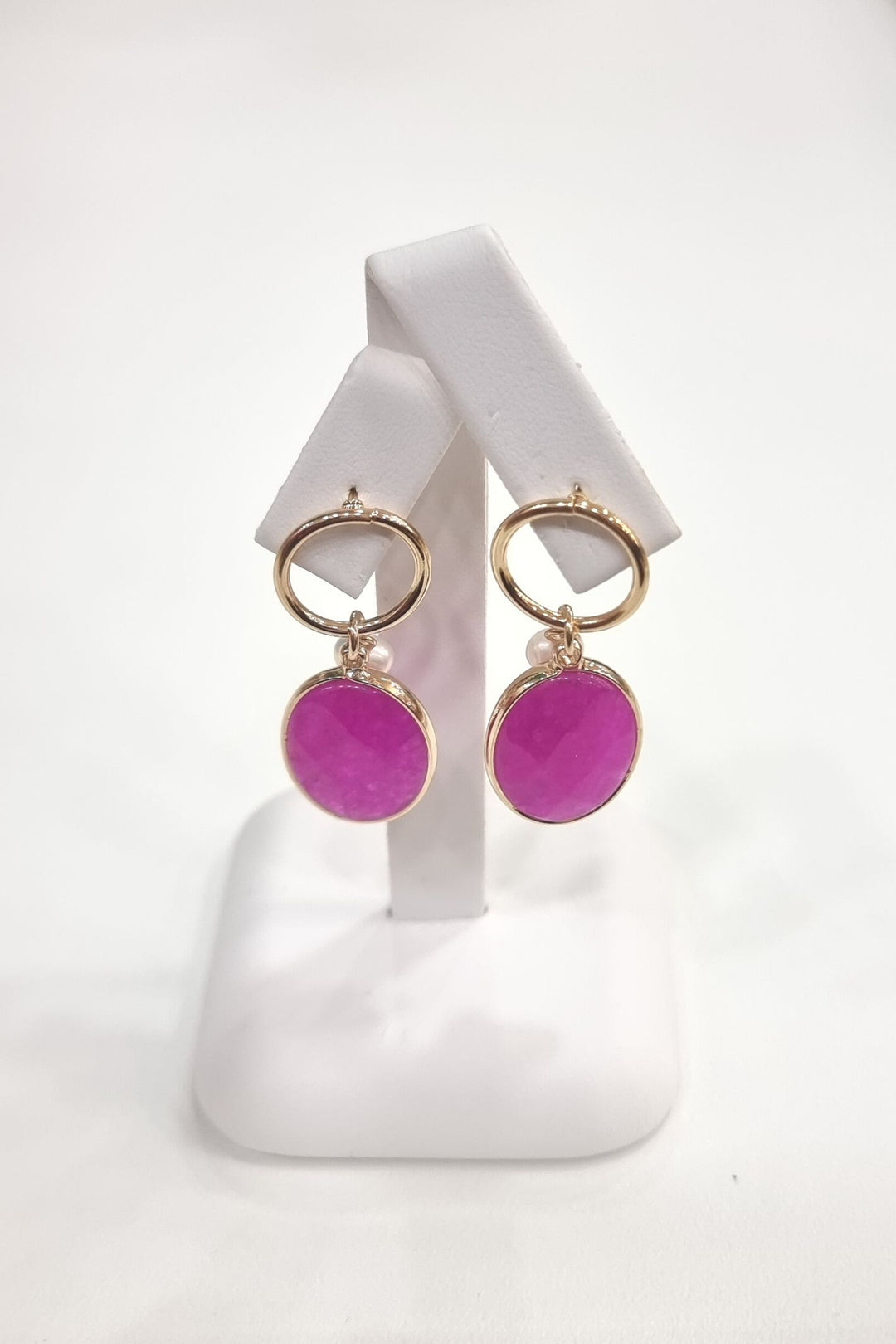 Pink Stone Drop Earrings