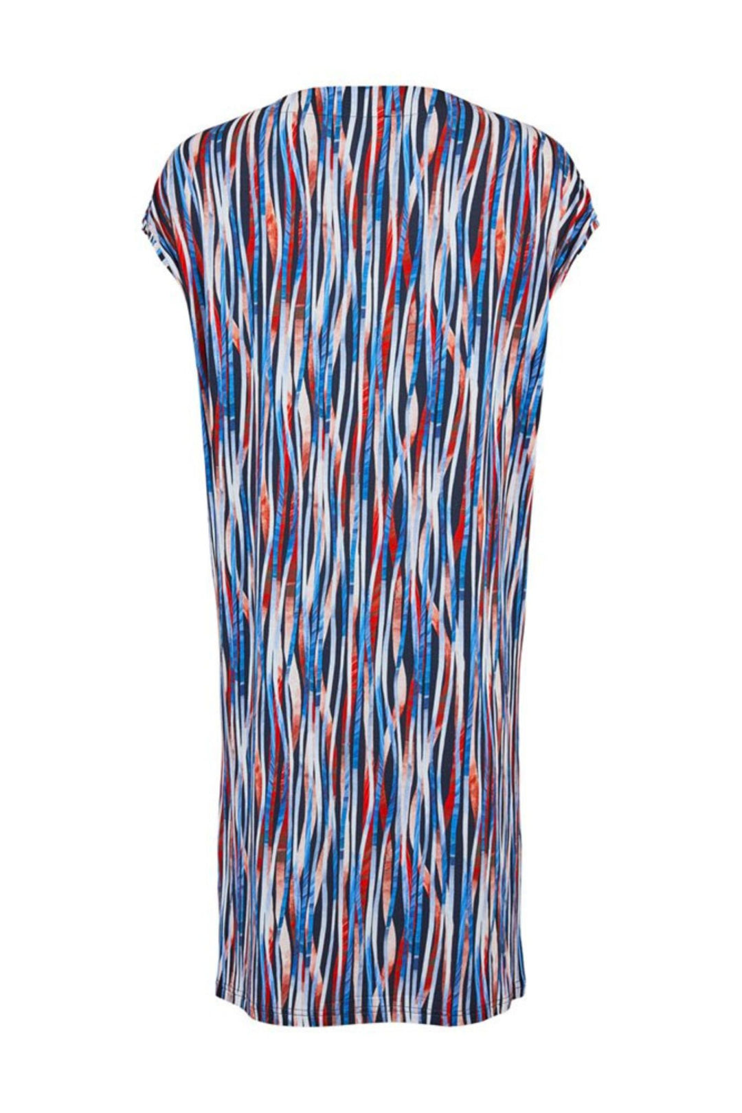 Sunday 6606 Blue & Red Wave Print Dress