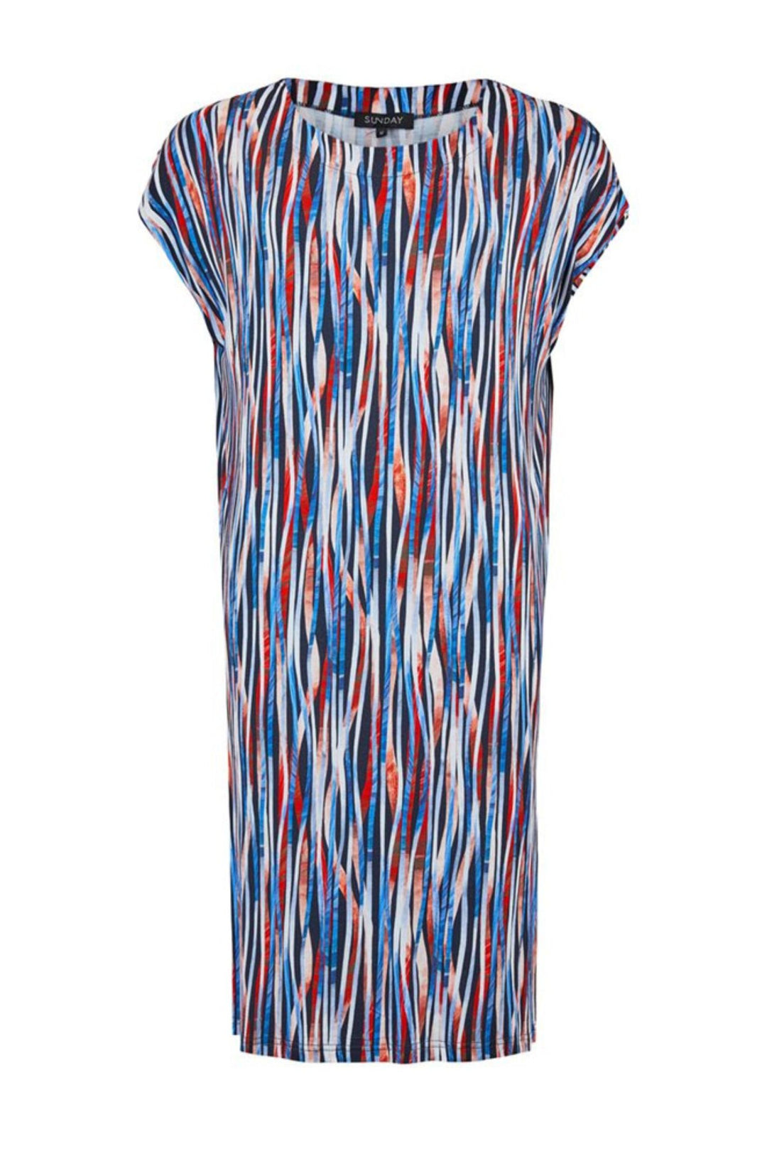 Sunday 6606 Blue & Red Wave Print Dress