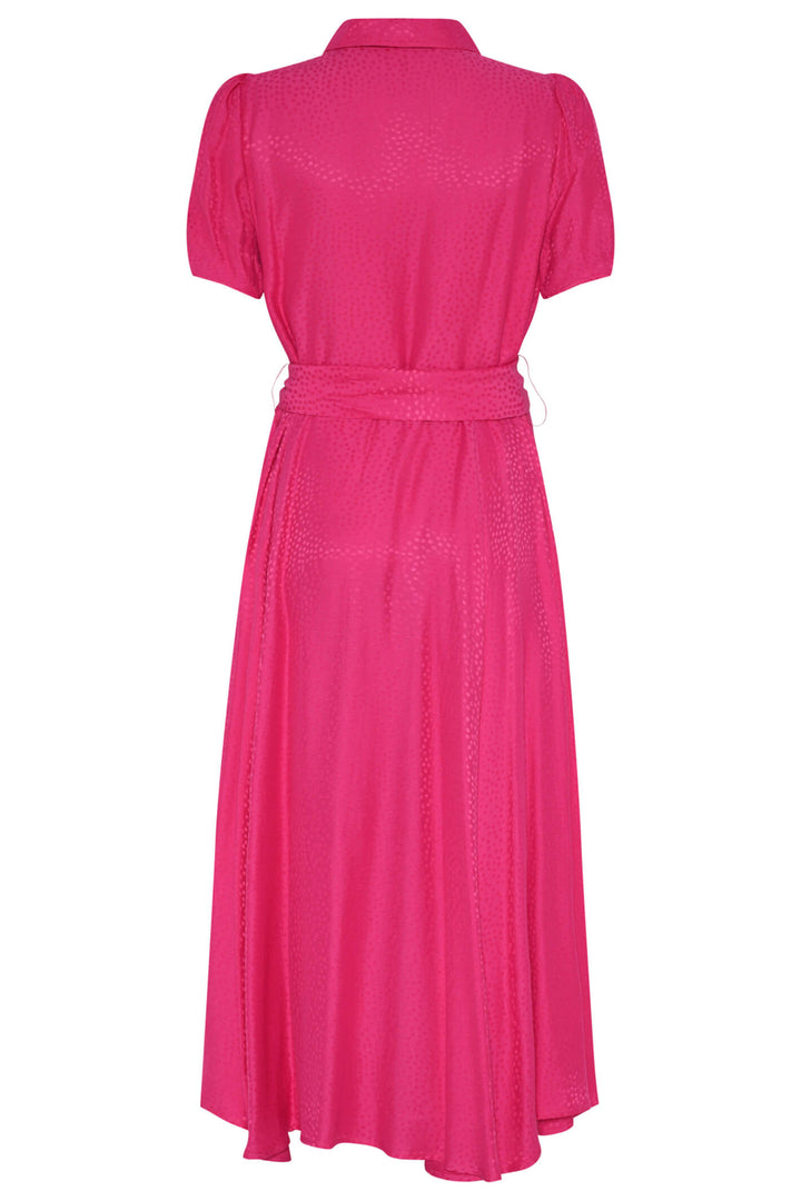 Tia 78603 Fuchsia Pink V-Neck Midi Dress