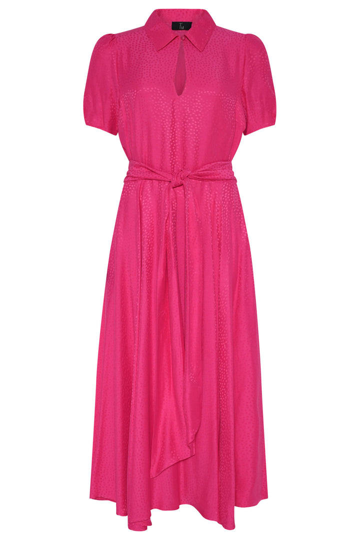 Tia 78603 Fuchsia Pink V-Neck Midi Dress