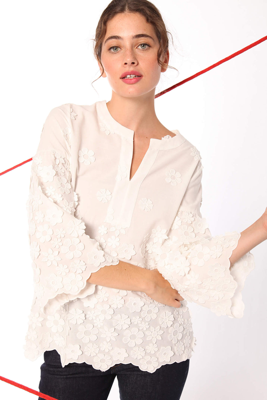 Vilagallo 30283 Leticia White Embroidered Blouse