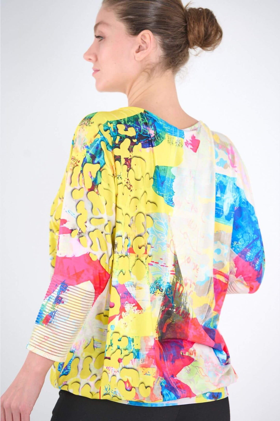 Yellow 6364 Happy Multi-Print Top