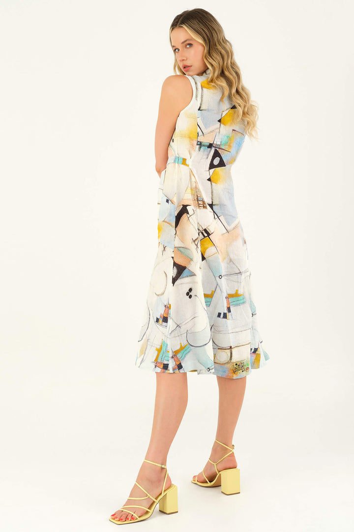 Dolcezza 23662 Abstract Print Sleeveless Dress