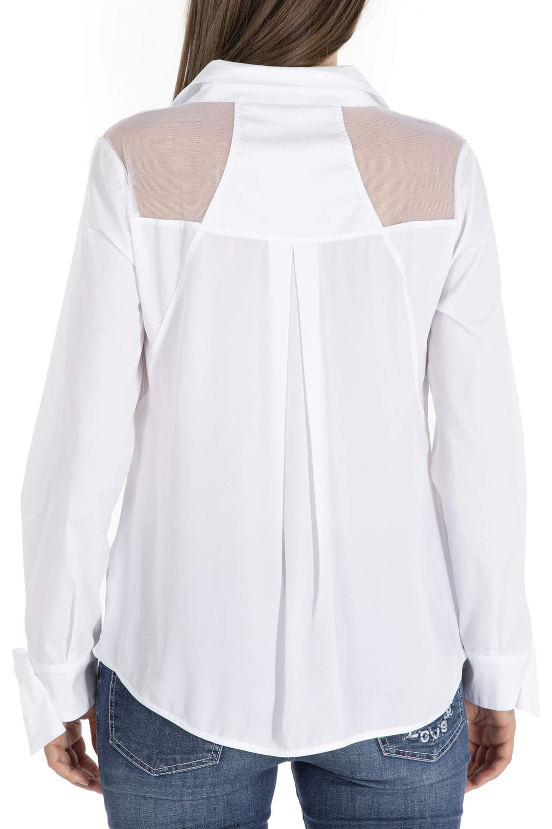 Elisa Cavaletti EJP23102700 White Mesh Shoulder Shirt - Experience Boutique