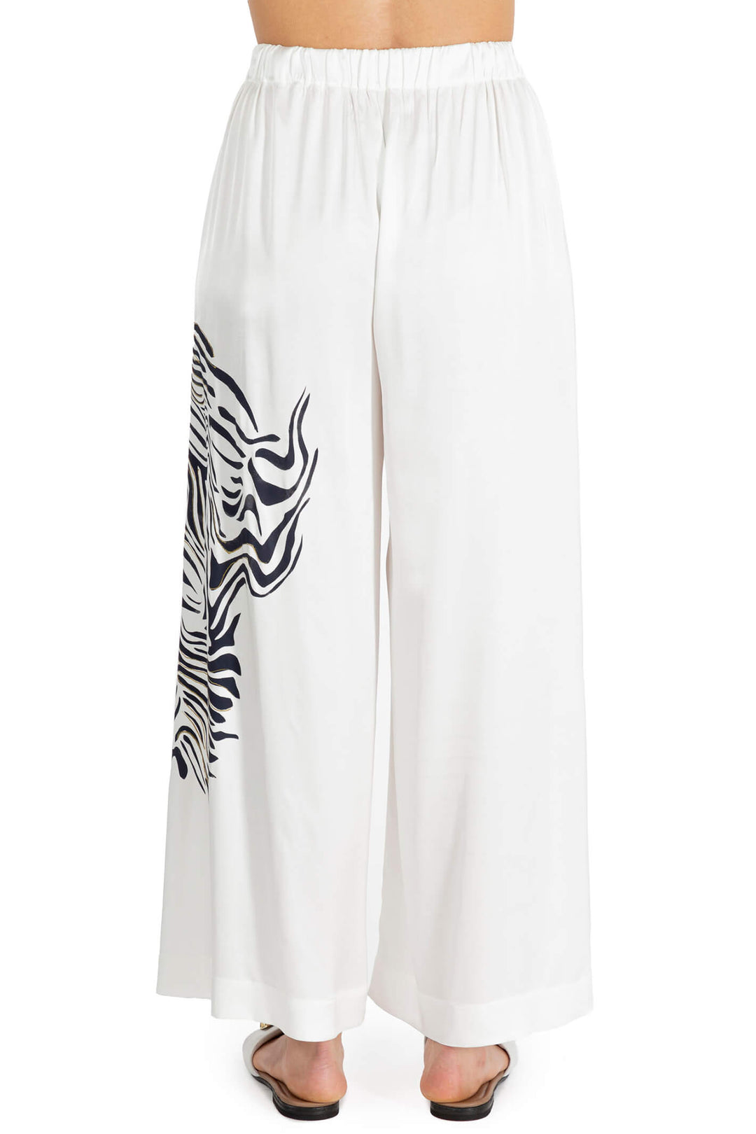 Elisa Cavaletti ELP236027105 White Print Wide Leg Trousers - Experience Boutique