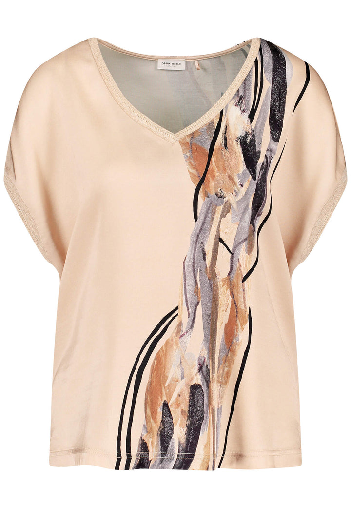 Gerry Weber 170222 Ecru Watercolour Print T-Shirt - Experience Boutique