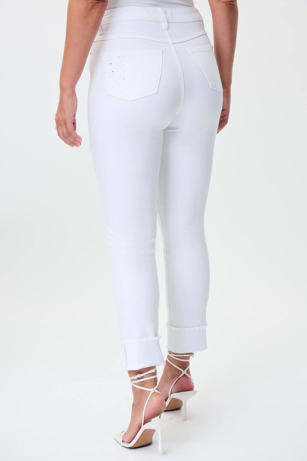 Joseph Ribkoff 232905 White Stud Detail Jeans - Experience Boutique