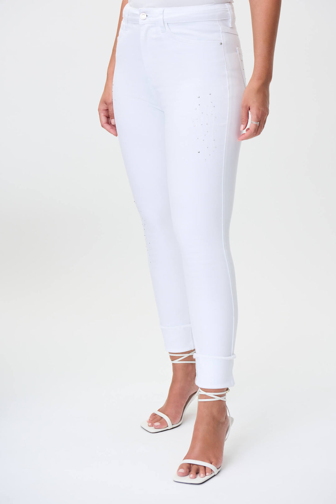 Joseph Ribkoff 232905 White Stud Detail Jeans - Experience Boutique