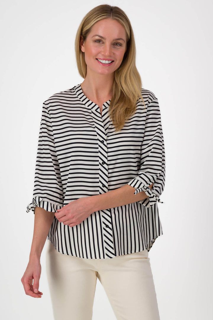 Just White J2972 Navy Stripe Blouse - Experience Boutique