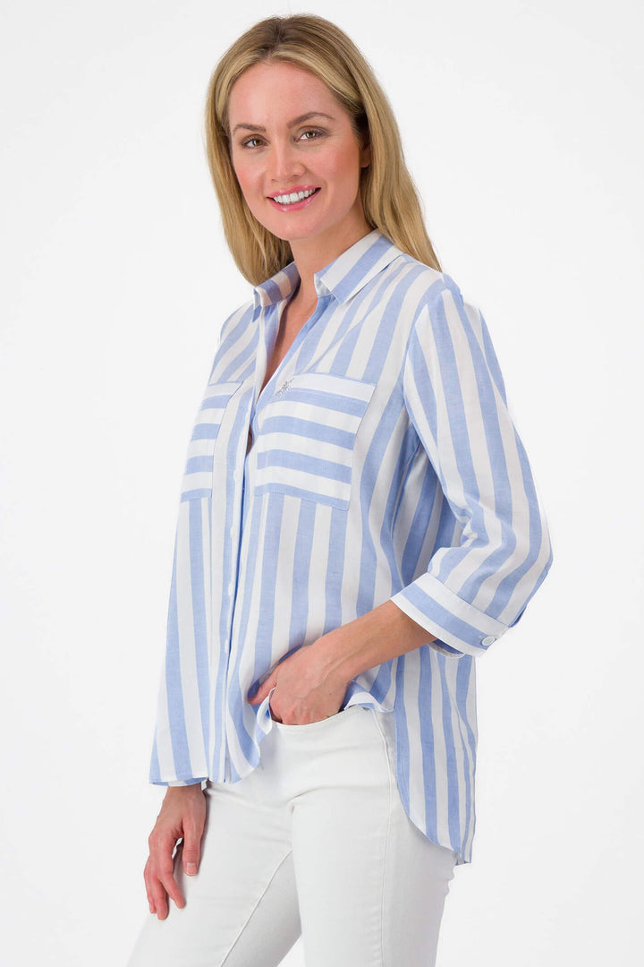 Just White J2997 Sky Blue Stripe Shirt - Experience Boutique